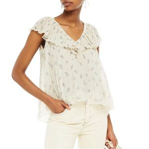 GANNI | Ruffled floral-print pleated chiffon top - worn once!